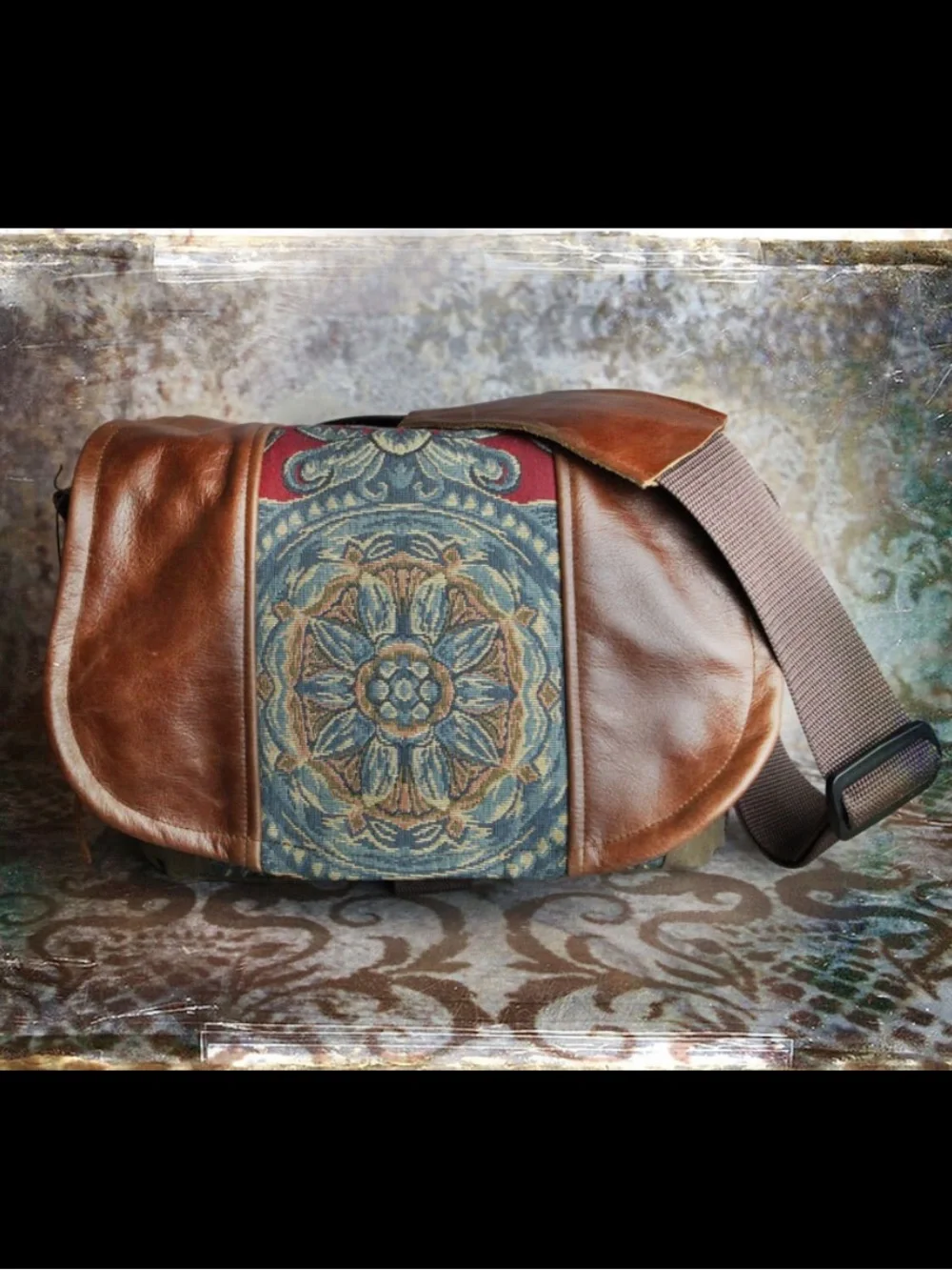 Leather and Tapestry Camera Bag